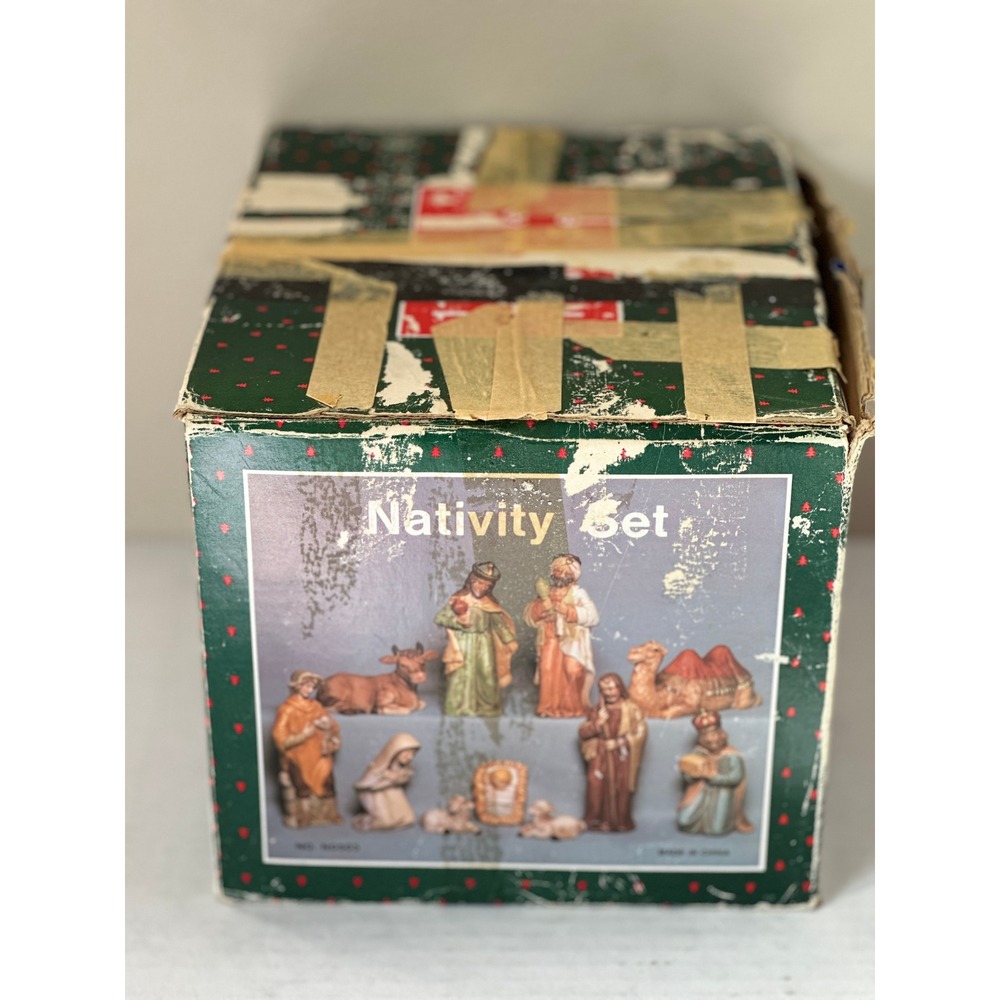 Vintage Ceramic Nativity Set 9 Piece Christmas Figurines Wise Men Holy Family